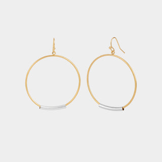 Gold Hoop with Metal Bar - Gold/Silver