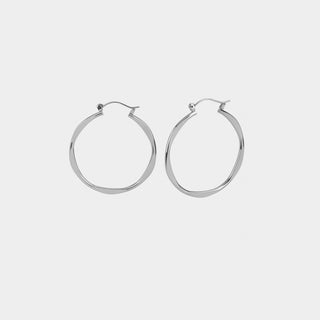 Silver Wavy Hoop - Silver