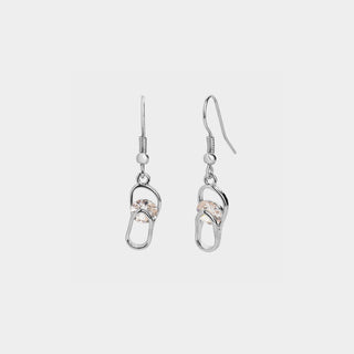 Crystal Flip Flop Dangle Earrings - Silver