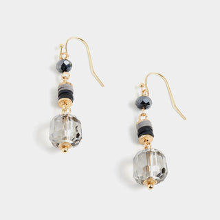 Black and Gold Facet Bead Dangle - Gold