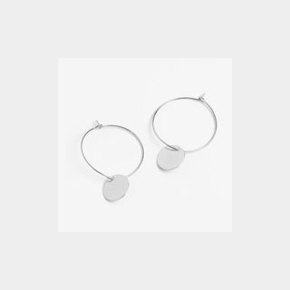 Dainty Silver Hoop with Dangle - Silver