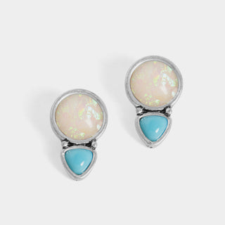Pearl Stud with Turquoise - Silver