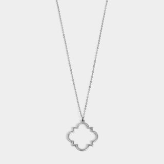 Silver Geo Outline Dangle Necklace - Silver