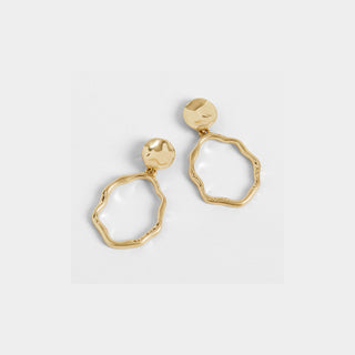 Wavy Hoop w/ Post Earrings - Gold