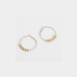 Hoop w/ Beads Earrings - Gold