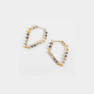Pentagon w/ Beads Earrings - Gold