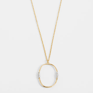 Oval w/ Wire Wrap Necklace - Mixed Metal