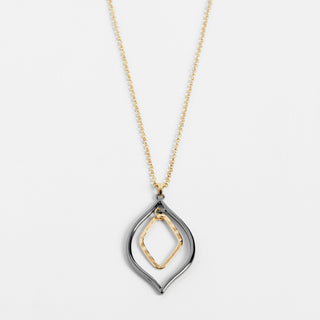 Pointed Teardrop Dangle Necklace - Mixed Metal
