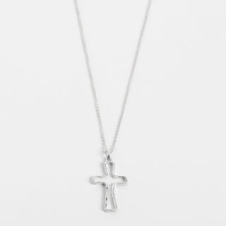 Silver Hollow Cross Necklace - Silver