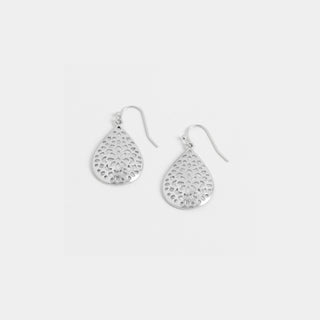 Silver Flower Drop Earrings - Silver