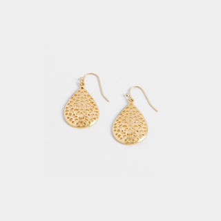 Gold Flower Drop Earrings - Gold