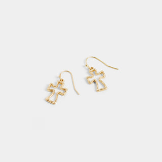 Gold Hollow Cross Earrings - Gold