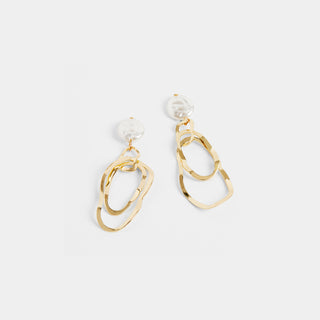 Gold Pearl Waves Earrings - Gold