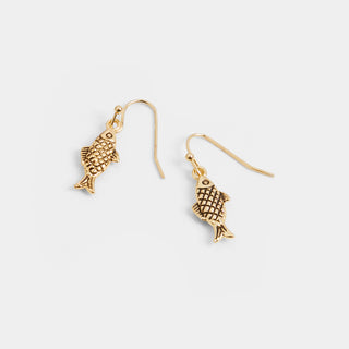 Gold Fish on a Hook Earrings - Gold