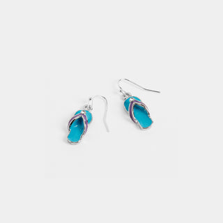 Turquoise/Purple Flip Flop Earrings - Silver