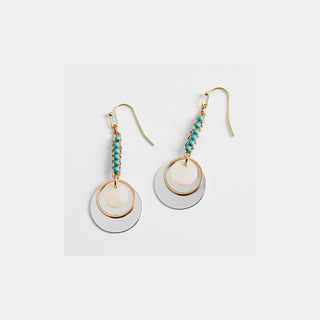 Turquoise Linear Drop Disc Earrings - Turquoise