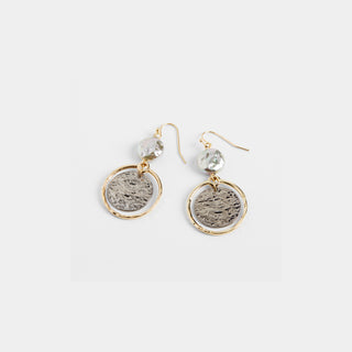 Hammered Disc Gold Hoop Earrings - Gold