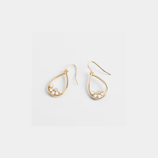 Scattered Stone Teardrop Earrings - Gold