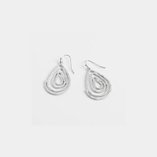 Swirl Teardrop Earrings - Matte Silver