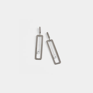 Framed Chain Dangle Earrings - Gunmetal/Silver