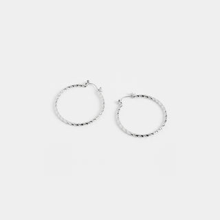 Twisted Hoop Earrings - Silver