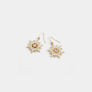Holiday Enamel Snowflake Earrings - Gold