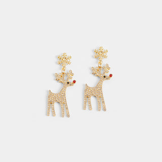 Holiday Rudolph Reindeer Earrings - Gold