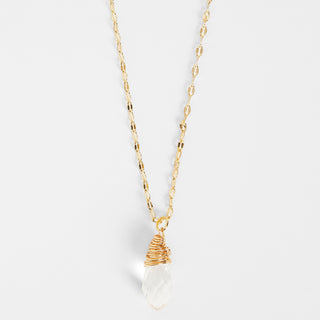Holiday Faceted Bulb Necklace  - Clear/Gold - Clear/Gold